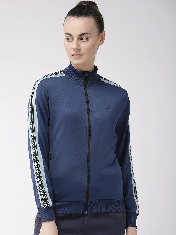 Alcis Women Navy Blue Solid Lightweight Sporty Jacket