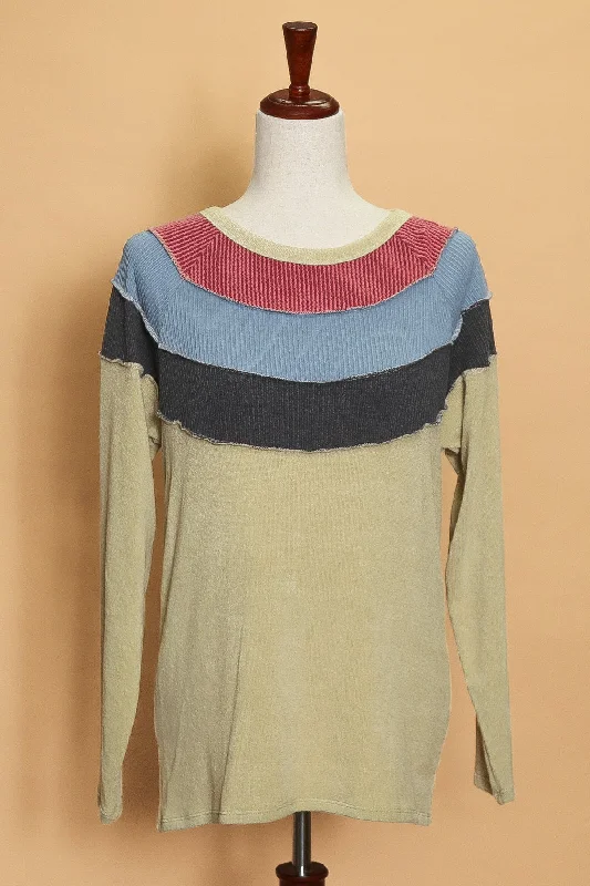 Color Block Exposed Seam Sweater (6pc)