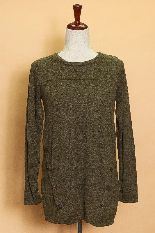 Green Button Detail Sweater