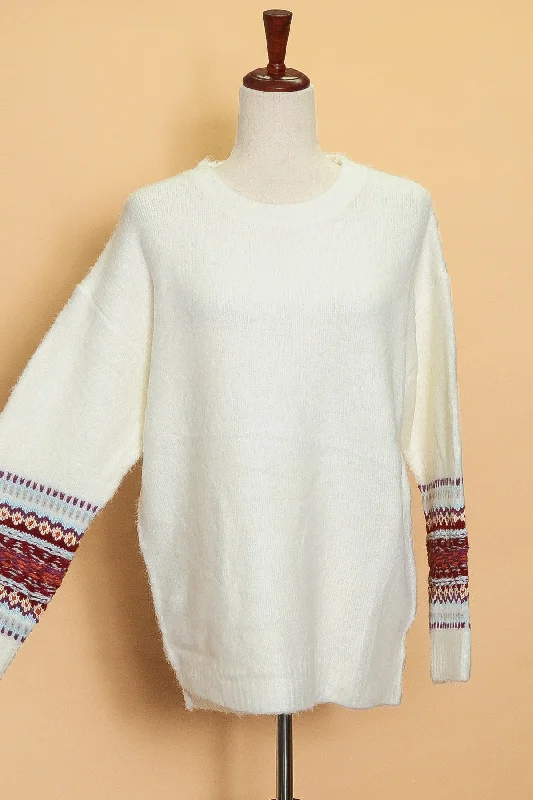 Ivory Fuzzy Sleeve Detail Sweater