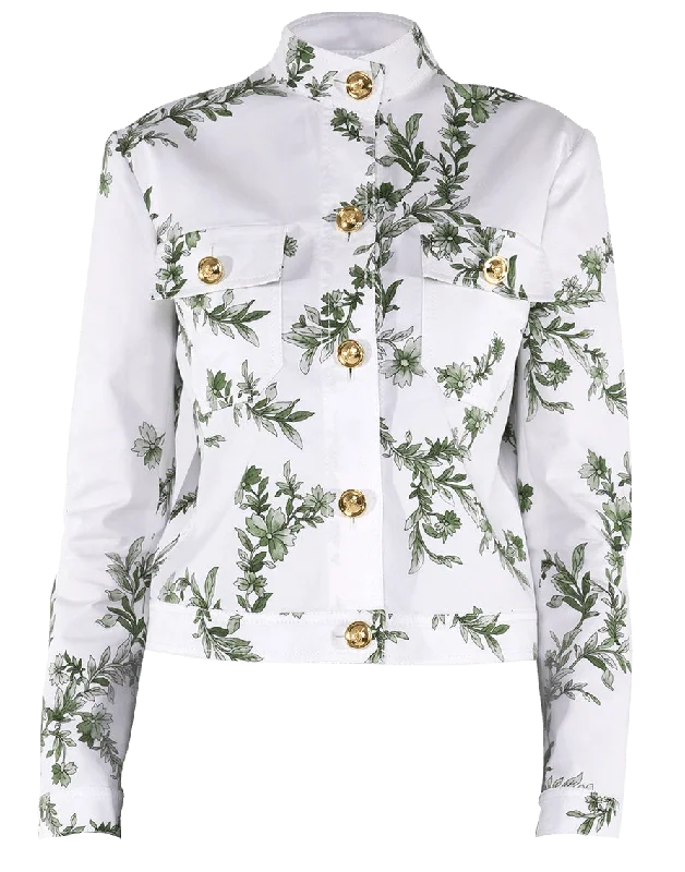 Long Sleeve Gabardine Jardins Print Jacket