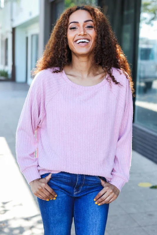 Mauve Brush Ribbed Sweater