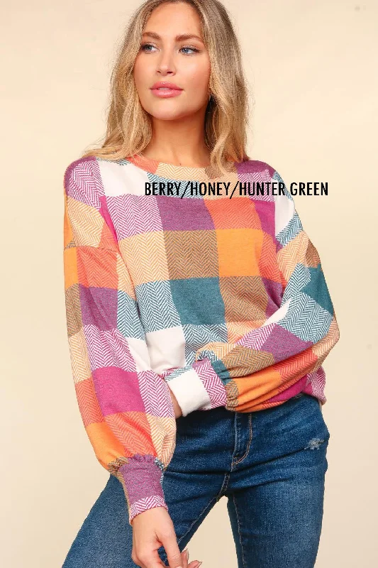 OVERSIZED MULTI COLOR PLAID HACCI SWEATER TOP