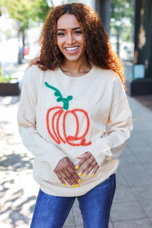 Pumpkin Spice Metallic Yarn Embroidered Oversized Sweater (Open Pack)