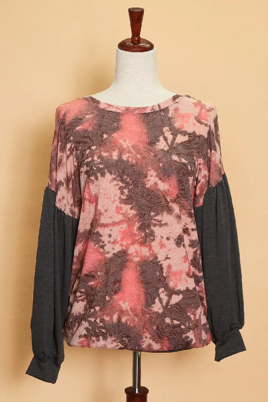 Tie Dye Floral Silhouette Sweater