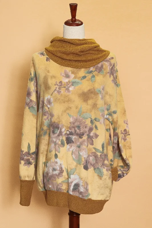 Vintage Floral Cowl Neck Sweater (4pc)