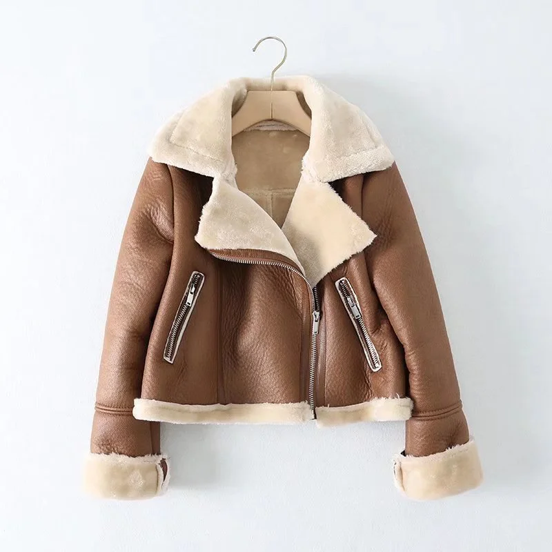 European And American Urban Leisure Lapel Fur Integrated Short Coat