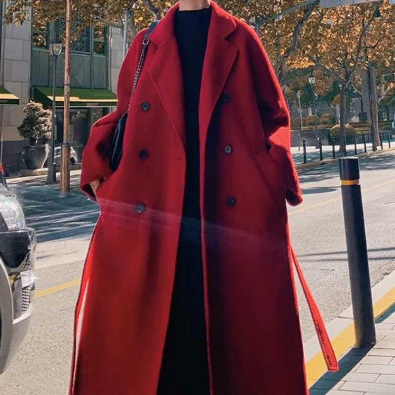 Belt-style Long coat for women Suitable for the Autumn/Winter