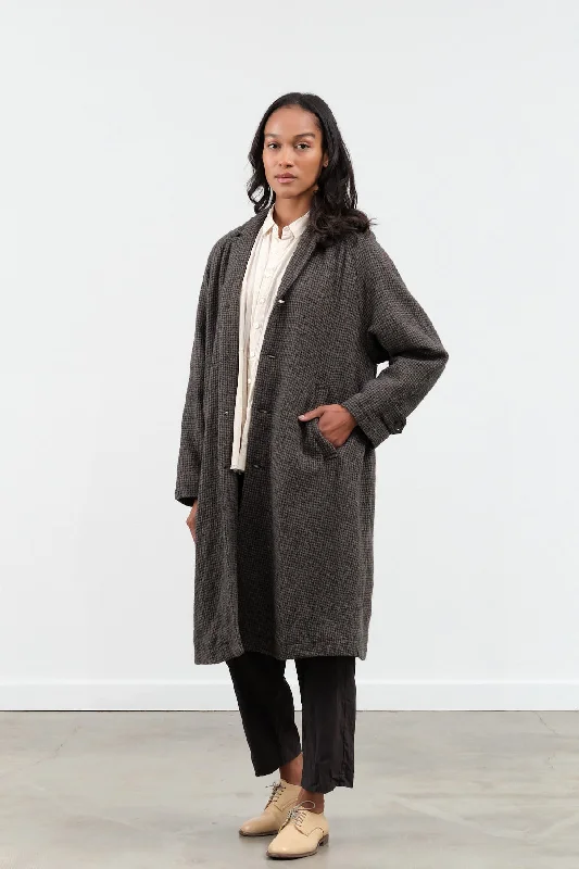 Wool Gauze Houndstooth Coat