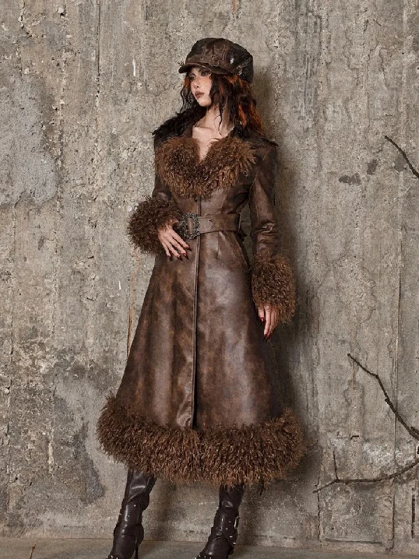 Steampunk Fur Leather Coat