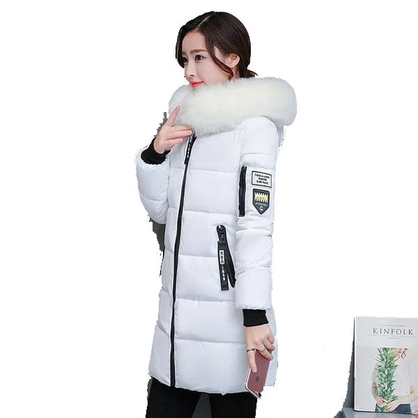 Winter Long Cotton Fur Hooded Coat