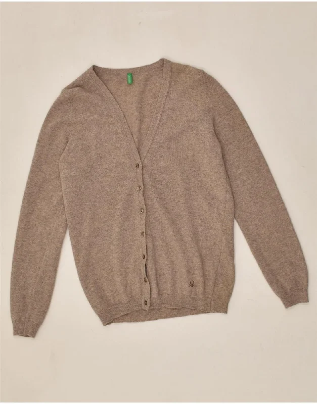 BENETTON Womens Cardigan Sweater UK 14 Medium Brown Wool