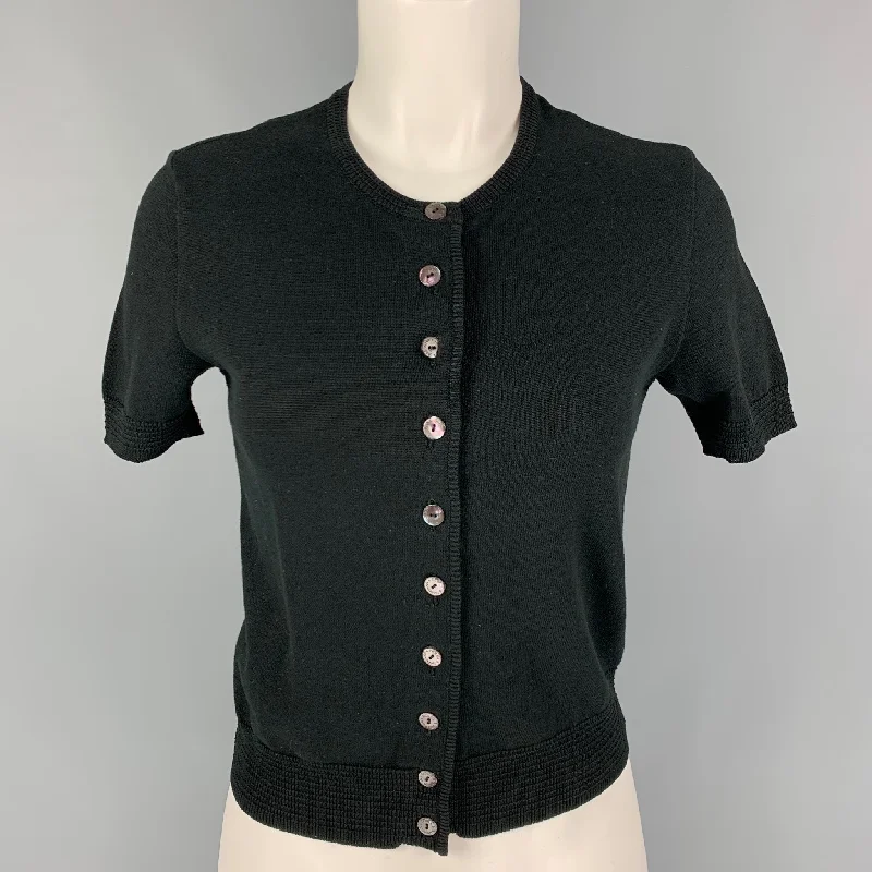 DOLCE & GABBANA Size 4 Black Cotton Short Sleeve Cardigan - Womens