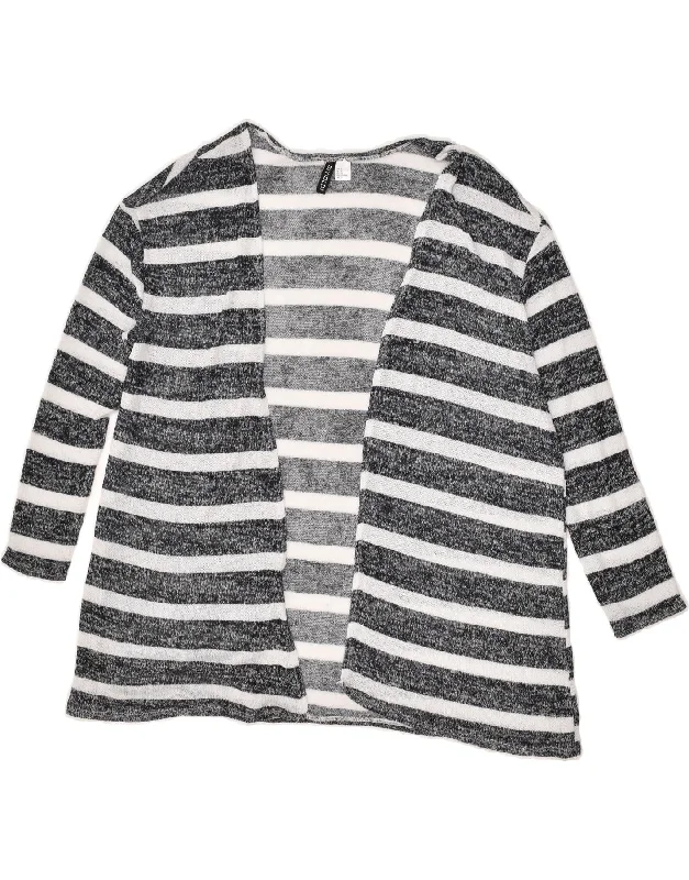 H&M Womens Cardigan Sweater UK 16 Large Grey Striped