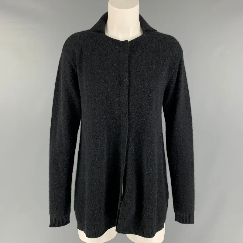 JARBO Size S Black Wool Blend Solid Hidden Snaps Cardigan