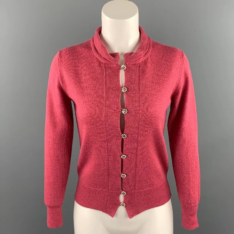 KULSON Size S Raspberry Knitted Cashmere Cardigan