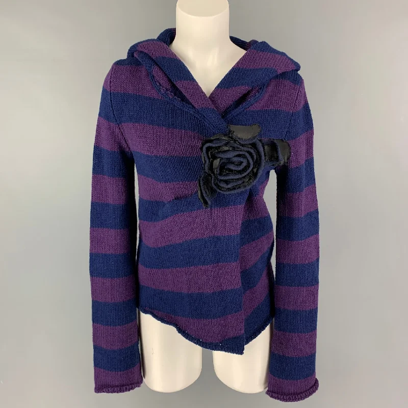 MARC JACOBS Size XS Blue Purple Wool Cashmere Stripe Cardigan