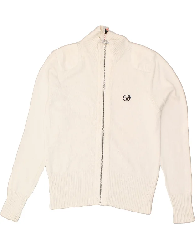 SERGIO TACCHINI Womens Cardigan Sweater IT 44  Medium White Cotton