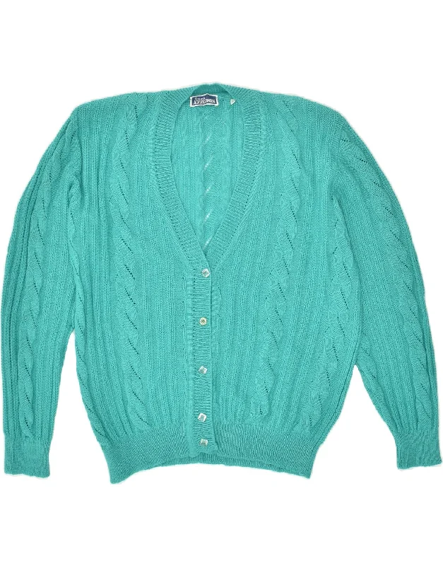 VINTAGE Womens Cardigan Sweater IT 54 3XL Turquoise