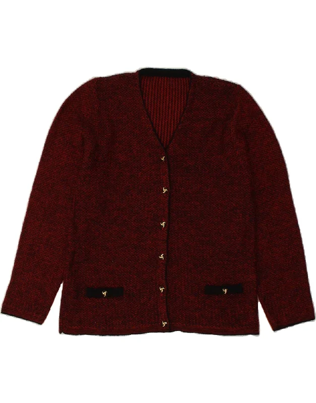 VINTAGE Womens Cardigan Sweater UK 14 Medium Burgundy