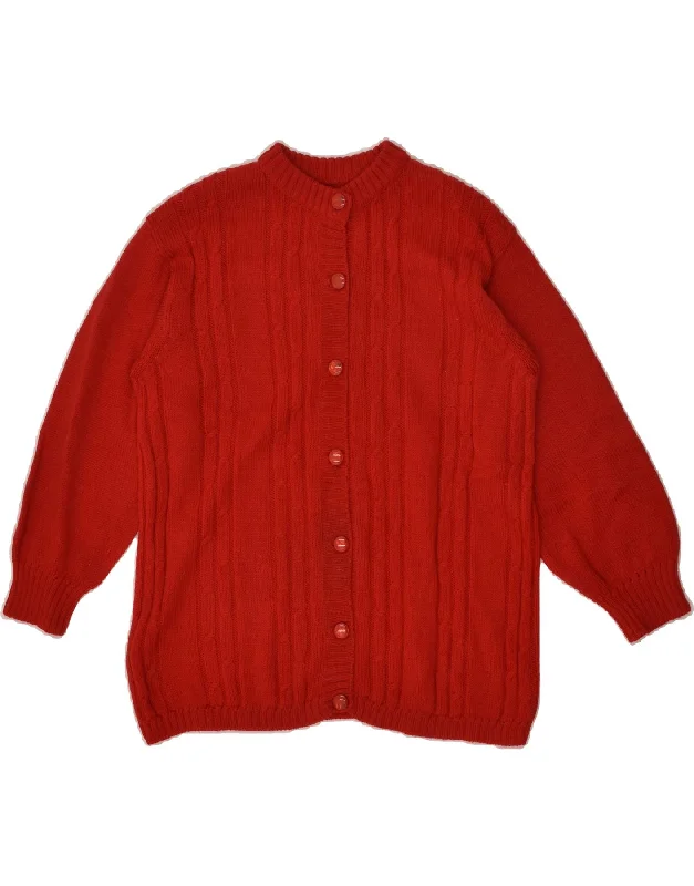 VINTAGE Womens Cardigan Sweater UK 14 Medium Red