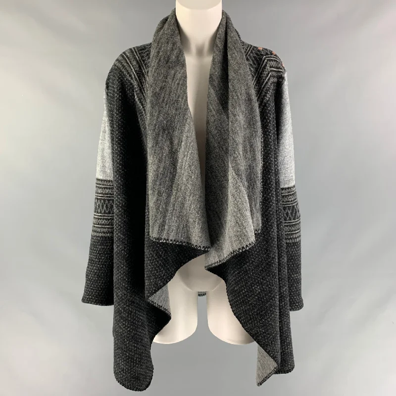 WE NORWEGIANS Size S Gray &  Black Merino Wool Cardigan